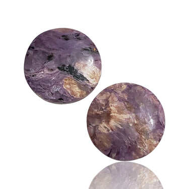 24.5Ct 2Pcs Natural Russian Charoite Cabochon Pair. Size- approx. 18mm